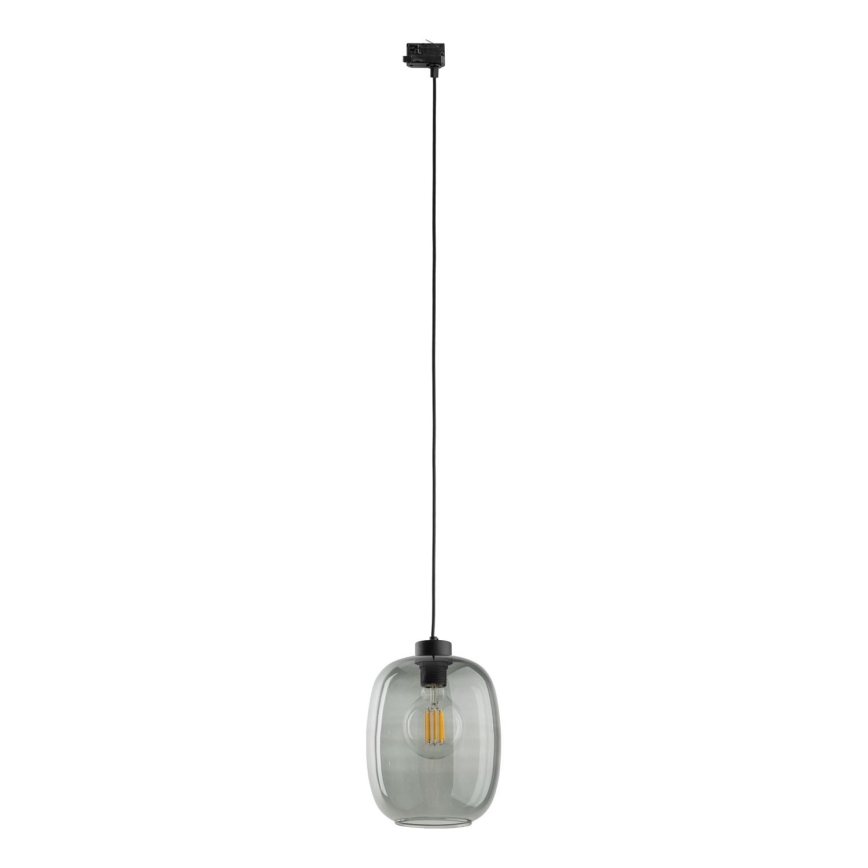 Candeeiro suspenso para sistema de carril trifásico ELIO 1xE27/15W/230V preto/fumado preto
