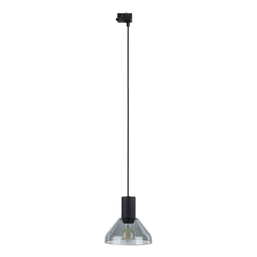 Candeeiro suspenso para sistema de carril trifásico NEO 1xE27/15W/230V preto/fumado preto