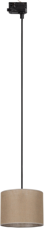 Candeeiro suspenso para sistema de carril trifásico TRACER 1xE27/15W/230V diâmetro 20 cm preto/castanho