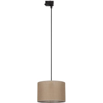 Candeeiro suspenso para sistema de carril trifásico TRACER 1xE27/15W/230V diâmetro 30 cm preto/castanho
