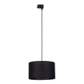 Candeeiro suspenso para sistema de carril trifásico TRACER 1xE27/15W/230V diâmetro 38 cm preto