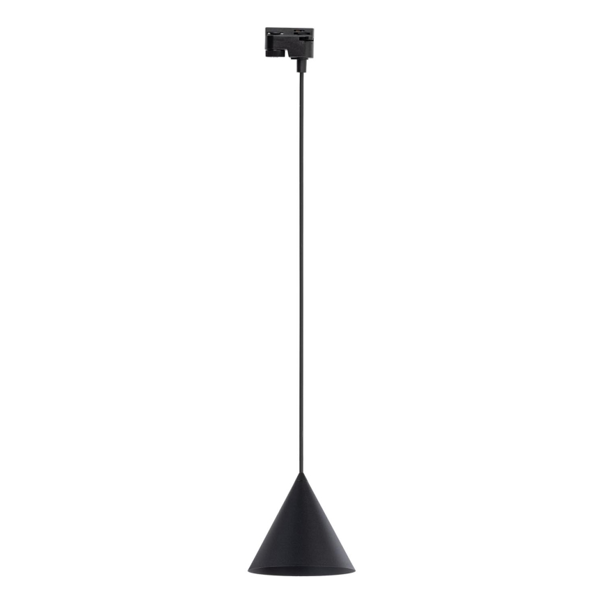 Candeeiro suspenso para sistema de carris monofásico CONO 1xE27/15W/230V preto