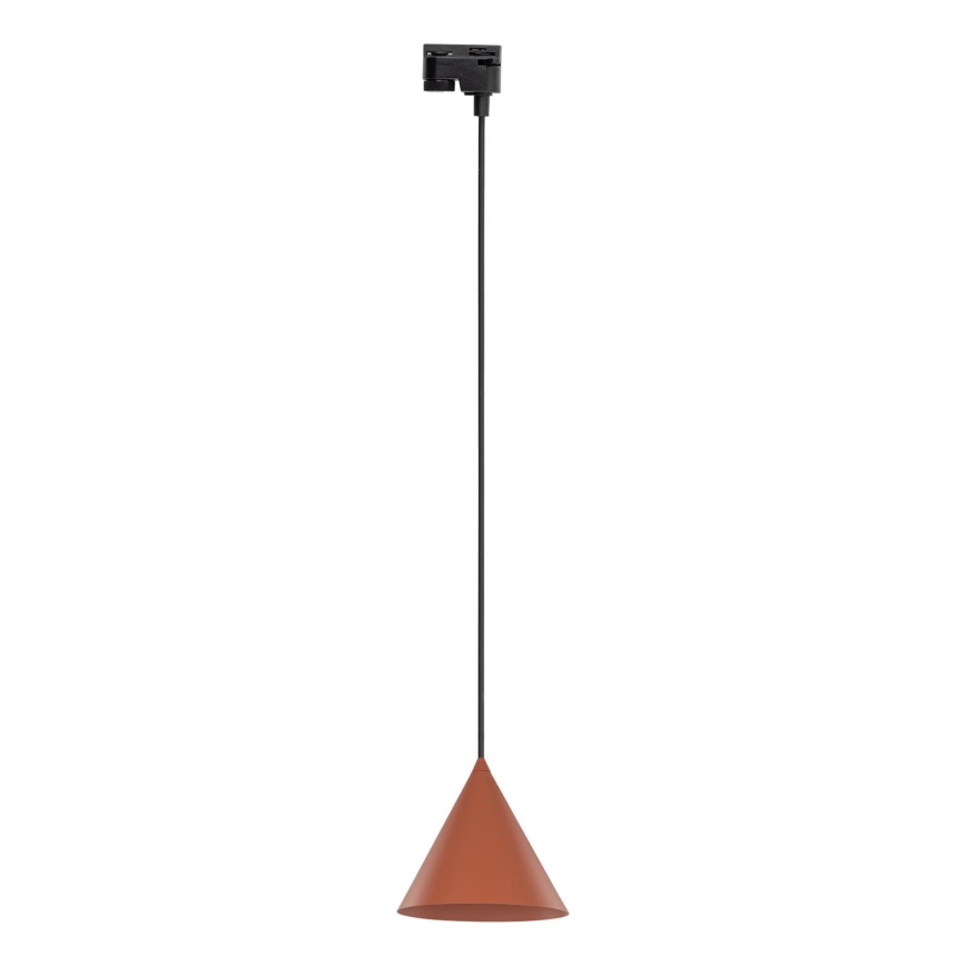 Candeeiro suspenso para sistema de carris monofásico CONO 1xE27/15W/230V preto/tijolo