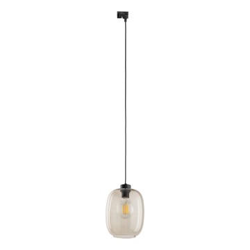 Candeeiro suspenso para sistema de carris monofásico ELIO 1xE27/15W/230V preto/fumado bege