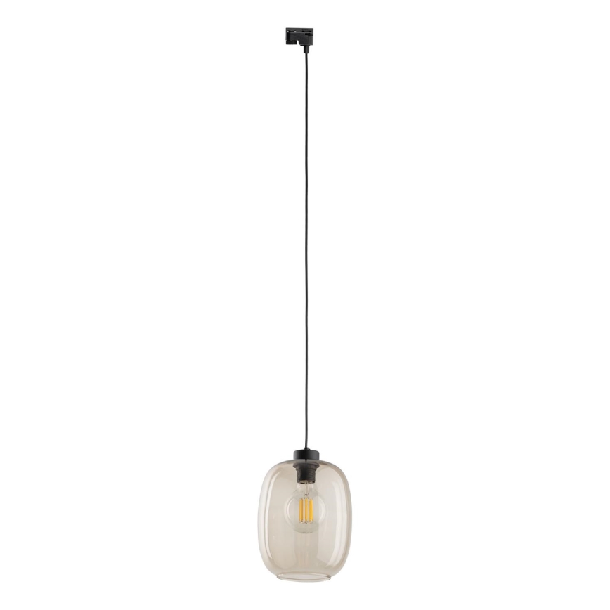 Candeeiro suspenso para sistema de carris monofásico ELIO 1xE27/15W/230V preto/fumado bege