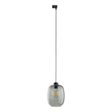 Candeeiro suspenso para sistema de carris monofásico ELIO 1xE27/15W/230V preto/fumado preto
