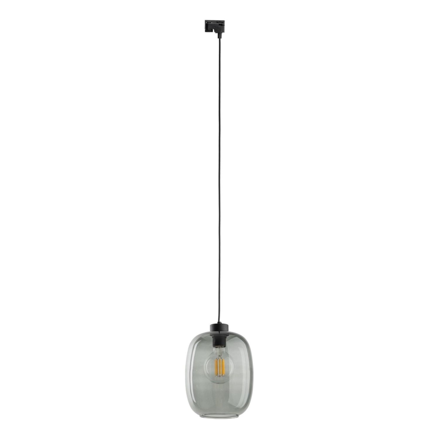 Candeeiro suspenso para sistema de carris monofásico ELIO 1xE27/15W/230V preto/fumado preto