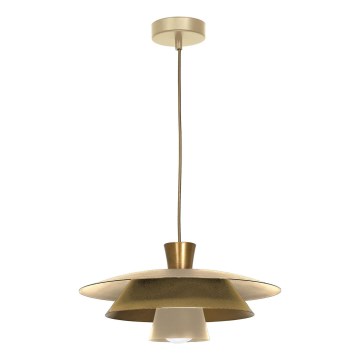Candeeiro suspenso PLATO 1xE27/15W/230V bege/dourado