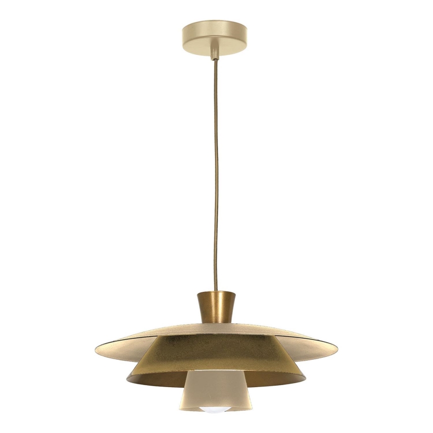 Candeeiro suspenso PLATO 1xE27/15W/230V bege/dourado