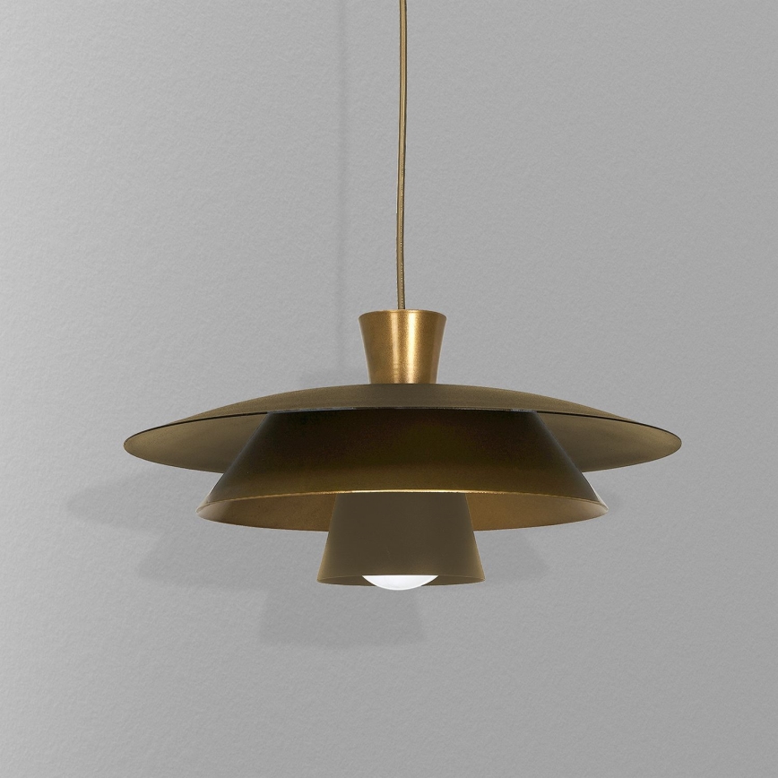Candeeiro suspenso PLATO 1xE27/15W/230V latão/dourado