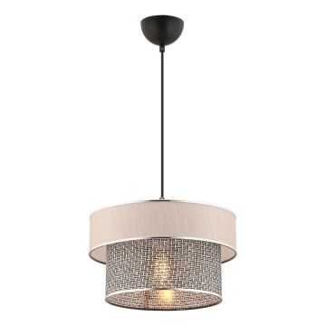 Candeeiro suspenso por cabo ERO 1xE27/60W/230V, creme/cinzento