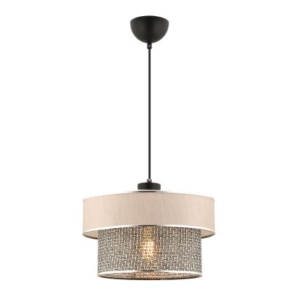 Candeeiro suspenso por cabo ERO 1xE27/60W/230V, creme/cinzento
