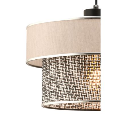 Candeeiro suspenso por cabo ERO 1xE27/60W/230V, creme/cinzento