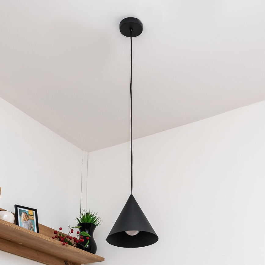 Candeeiro suspenso por cabo ETNA 1xE27/15W/230V Ø 18,5 cm preto