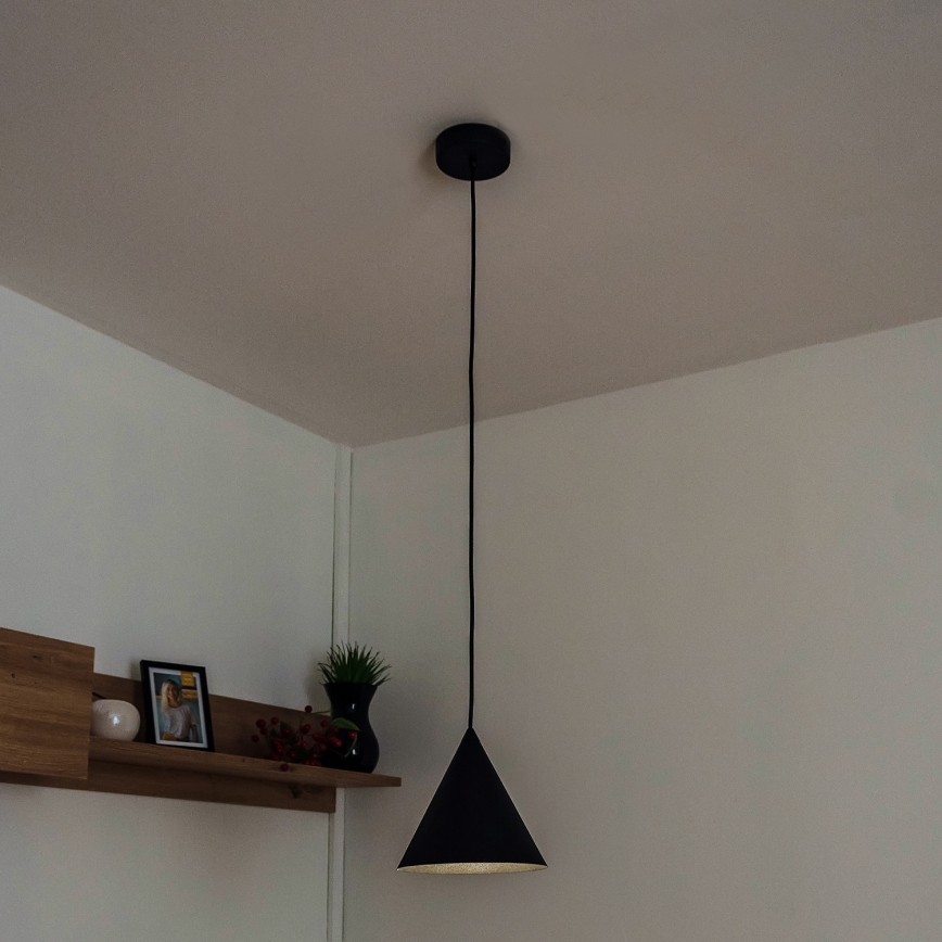 Candeeiro suspenso por cabo ETNA 1xE27/15W/230V Ø 18,5 cm preto