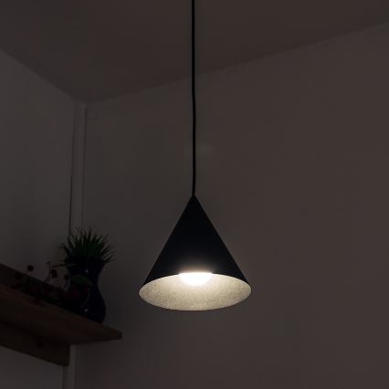 Candeeiro suspenso por cabo ETNA 1xE27/15W/230V Ø 18,5 cm preto