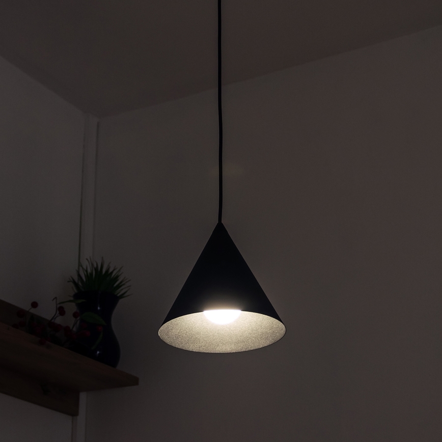 Candeeiro suspenso por cabo ETNA 1xE27/15W/230V Ø 18,5 cm preto