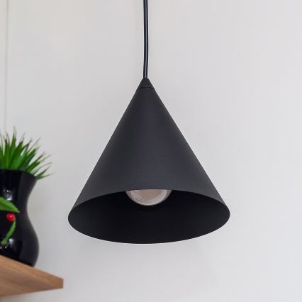 Candeeiro suspenso por cabo ETNA 1xE27/15W/230V Ø 18,5 cm preto