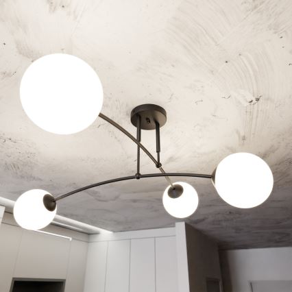 Candeeiro suspenso PREGOS 4xE14/10W/230V preto