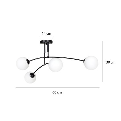 Candeeiro suspenso PREGOS 4xE14/10W/230V preto