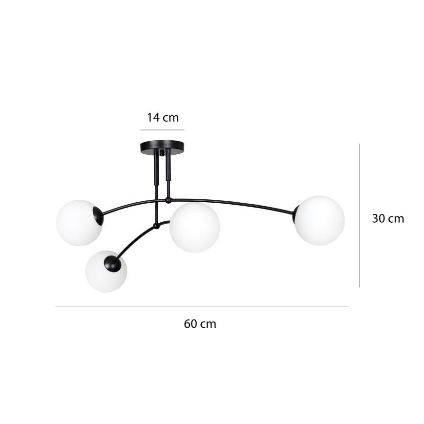 Candeeiro suspenso PREGOS 4xE14/10W/230V preto