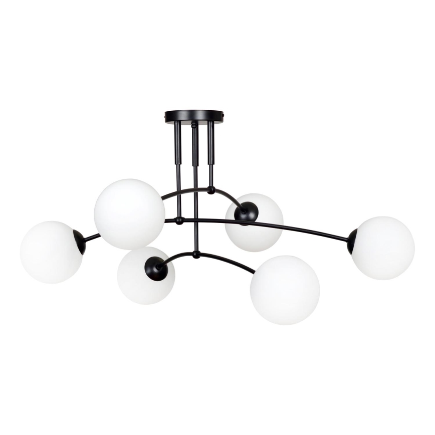 Candeeiro suspenso PREGOS 6xE14/10W/230V preto/branco