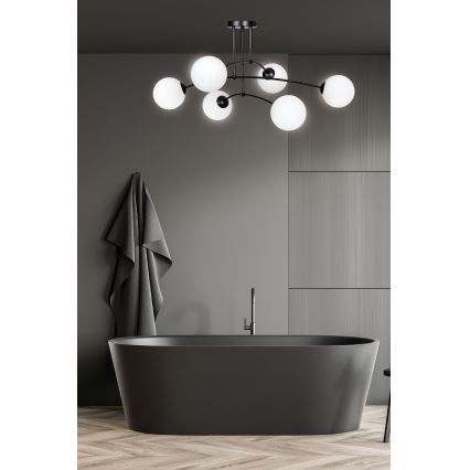 Candeeiro suspenso PREGOS 6xE14/10W/230V preto/branco
