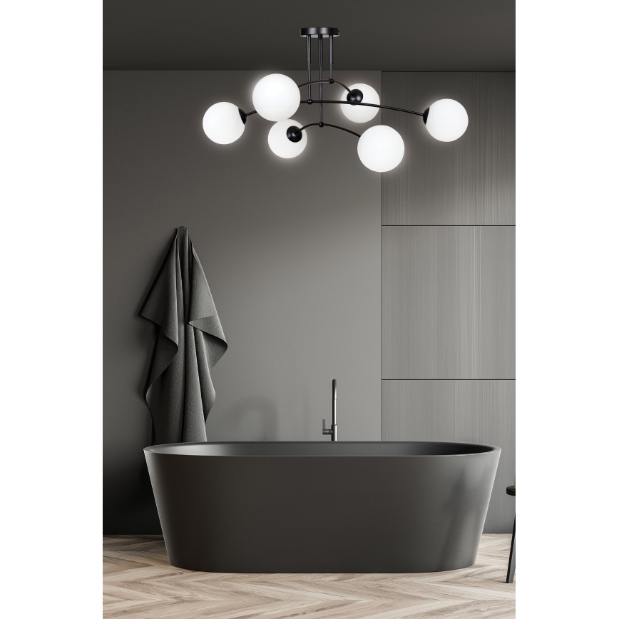 Candeeiro suspenso PREGOS 6xE14/10W/230V preto/branco