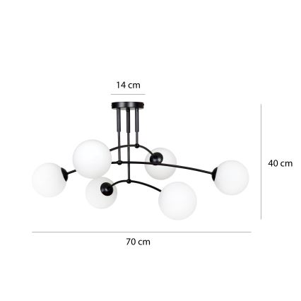 Candeeiro suspenso PREGOS 6xE14/10W/230V preto/branco