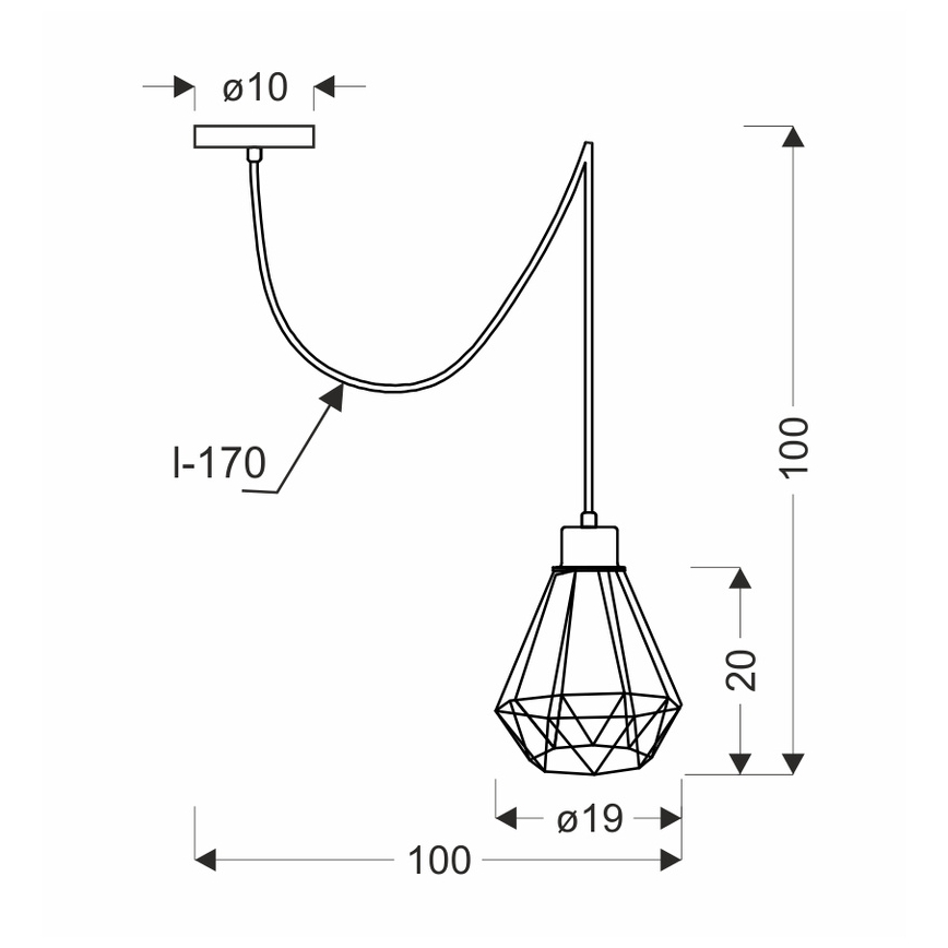 Candeeiro suspenso PRIMO 1xE27/60W/230V aranha