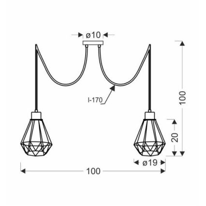 Candeeiro suspenso PRIMO 2xE27/60W/230V aranha preto/dourado