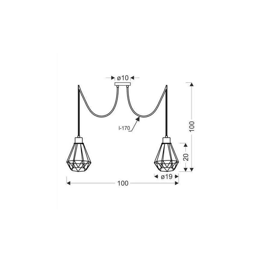 Candeeiro suspenso PRIMO 2xE27/60W/230V aranha preto/dourado