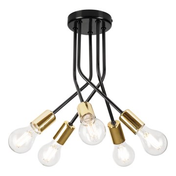 Candeeiro suspenso PRIYA 5xE27/15W/230V preto