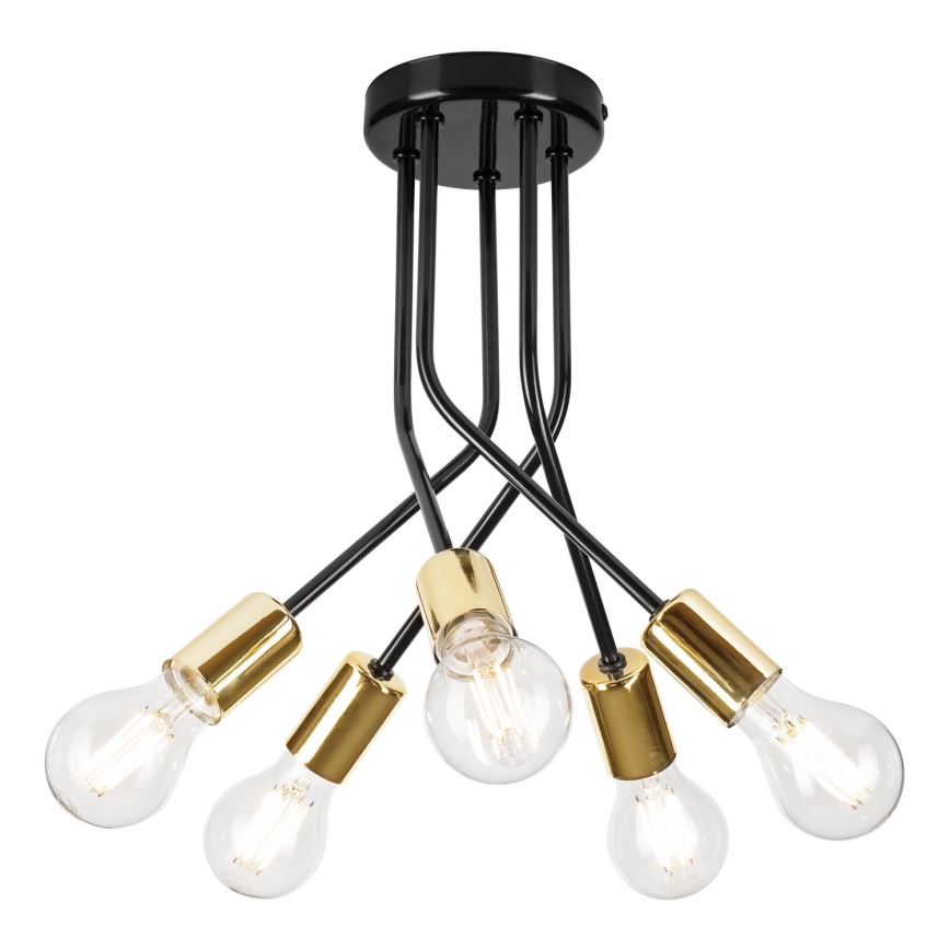 Candeeiro suspenso PRIYA 5xE27/15W/230V preto