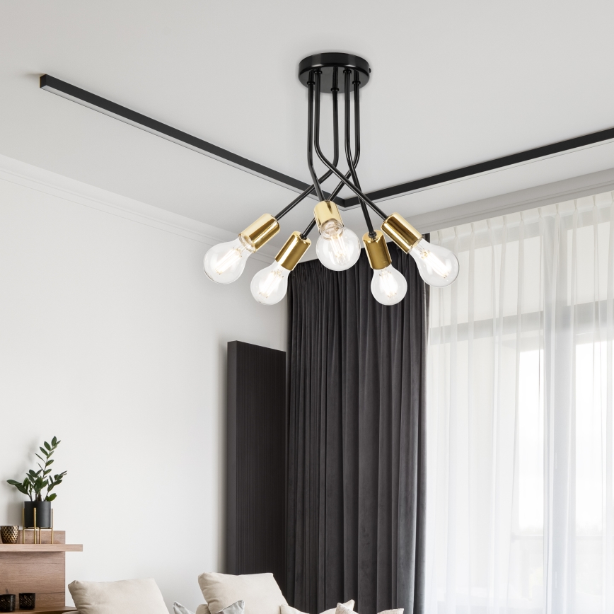Candeeiro suspenso PRIYA 5xE27/15W/230V preto