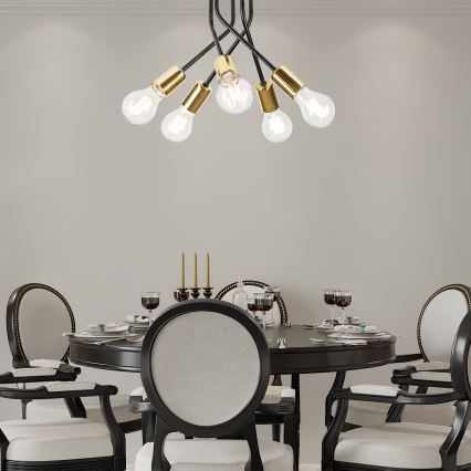 Candeeiro suspenso PRIYA 5xE27/15W/230V preto