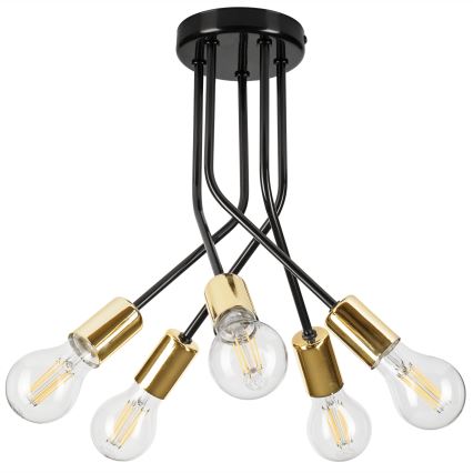 Candeeiro suspenso PRIYA 5xE27/15W/230V preto