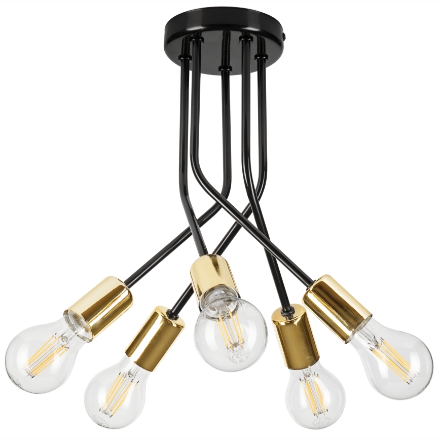 Candeeiro suspenso PRIYA 5xE27/15W/230V preto