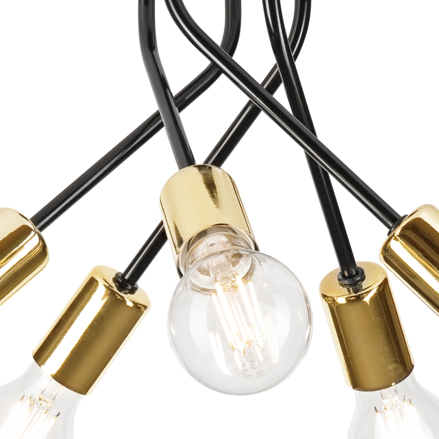 Candeeiro suspenso PRIYA 5xE27/15W/230V preto