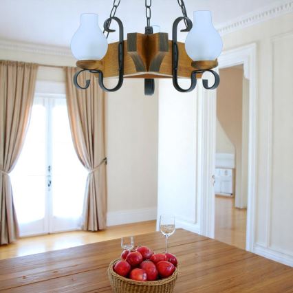 Candeeiro suspenso QUEEN 3xE14/40W/230V faia