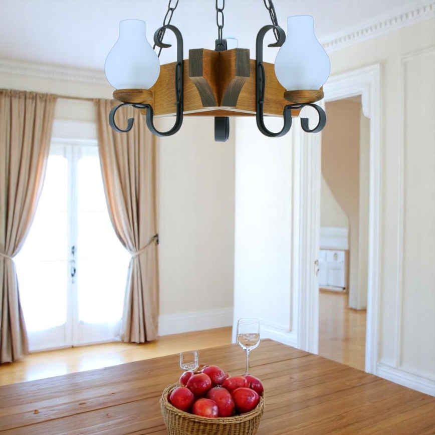 Candeeiro suspenso QUEEN 3xE14/40W/230V faia