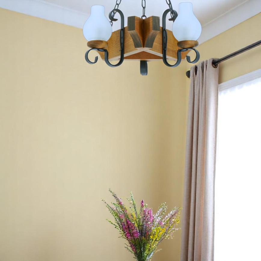Candeeiro suspenso QUEEN 3xE14/40W/230V faia