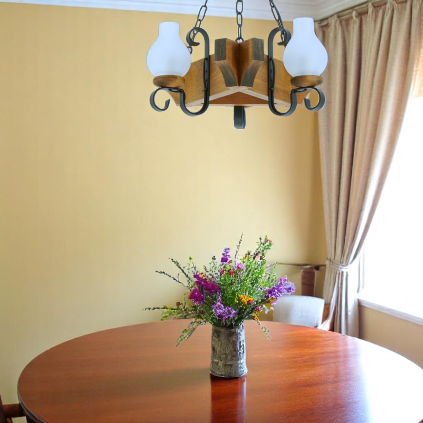 Candeeiro suspenso QUEEN 3xE14/40W/230V faia