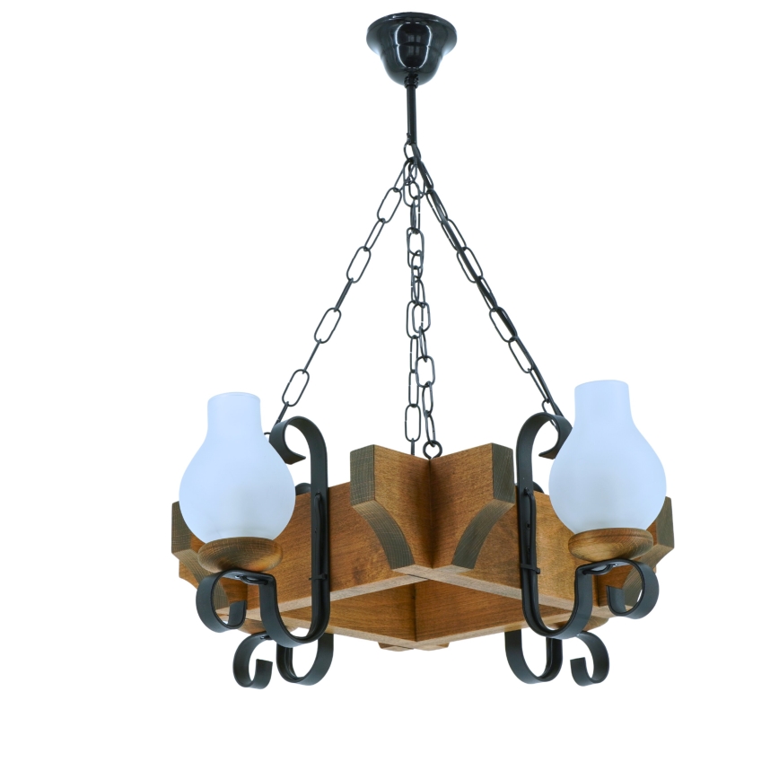 Candeeiro suspenso QUEEN 4xE14/40W/230V faia - FSC certificado
