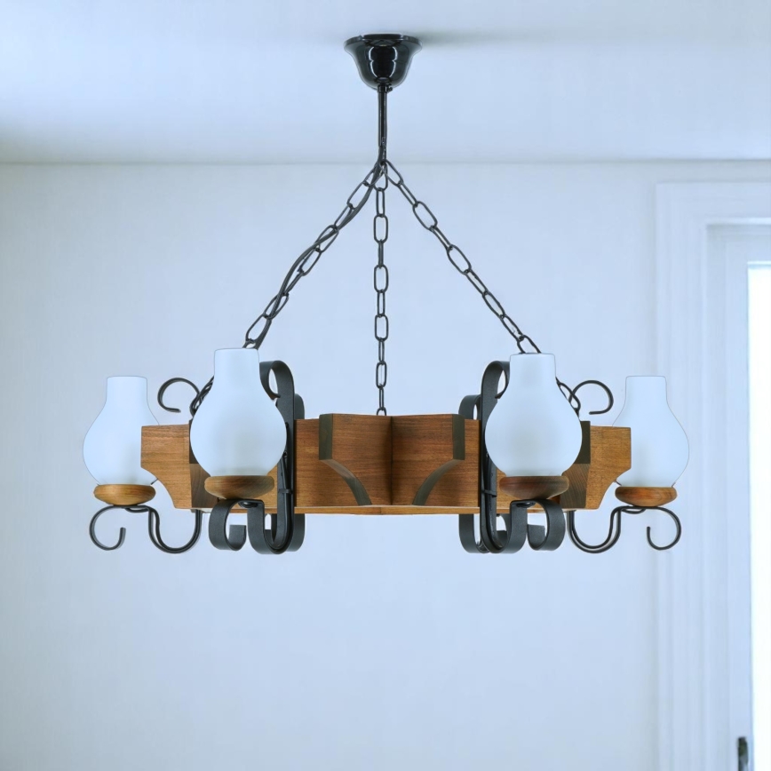 Candeeiro suspenso QUEEN 6xE14/40W/230V faia - FSC certificado