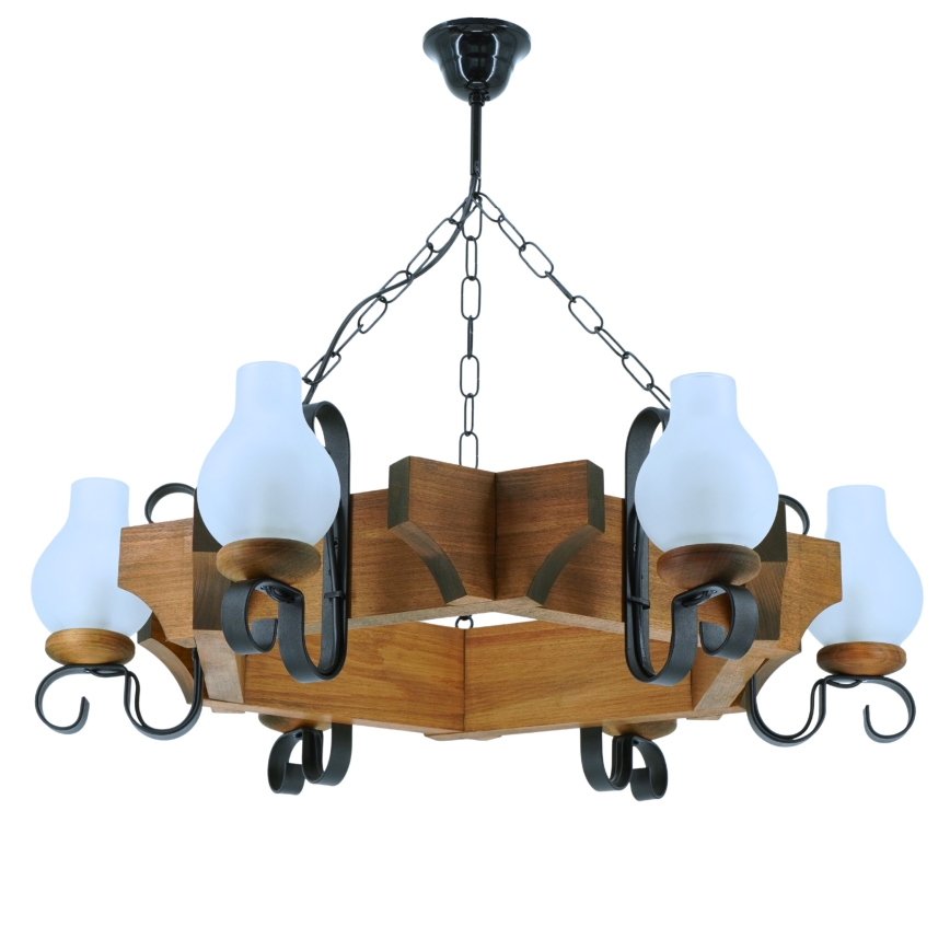 Candeeiro suspenso QUEEN 6xE14/40W/230V faia - FSC certificado