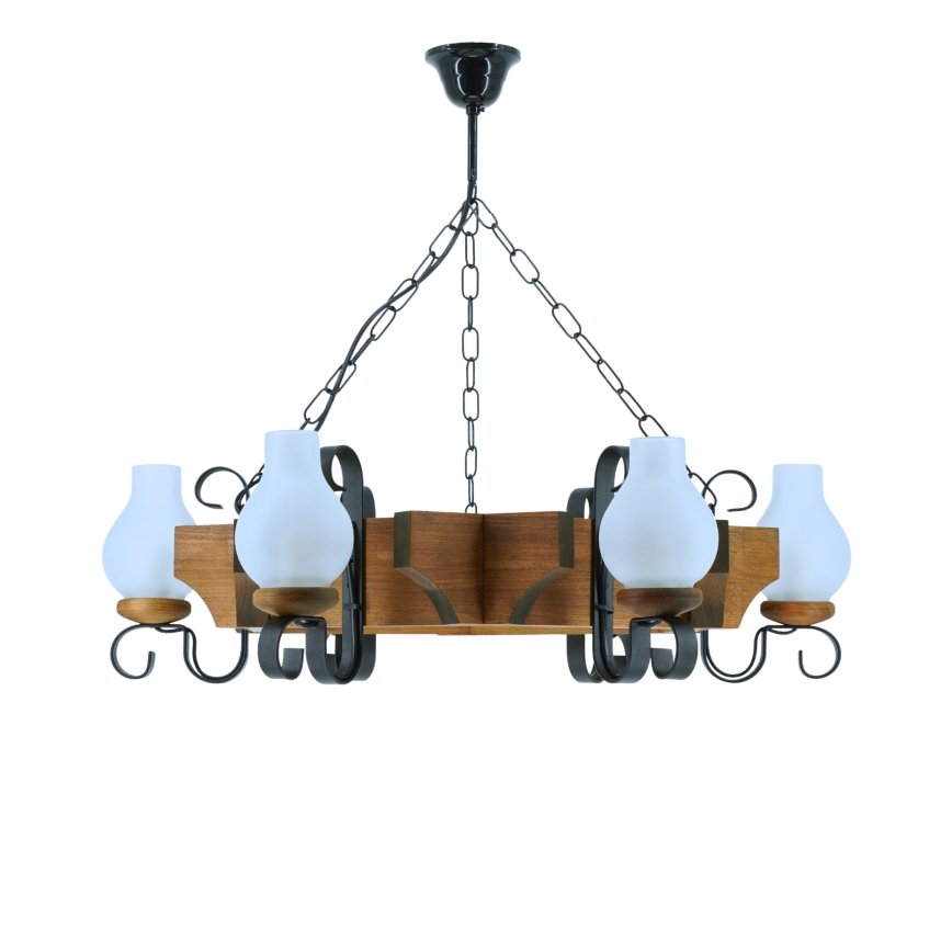 Candeeiro suspenso QUEEN 6xE14/40W/230V faia - FSC certificado