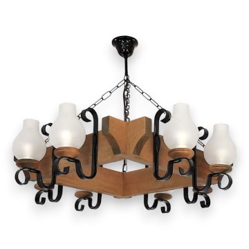 Candeeiro suspenso QUEEN 8xE14/40W/230V faia - FSC certificado