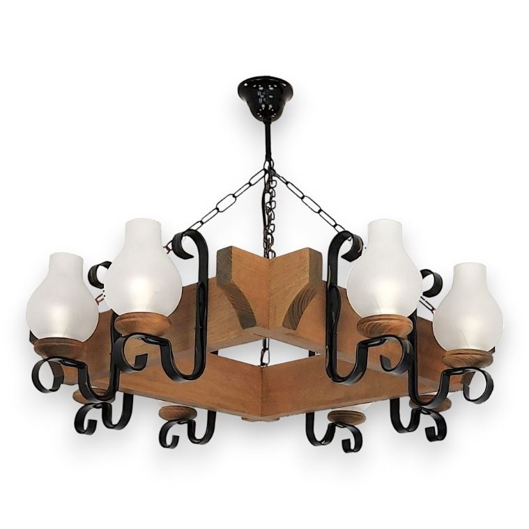 Candeeiro suspenso QUEEN 8xE14/40W/230V faia - FSC certificado