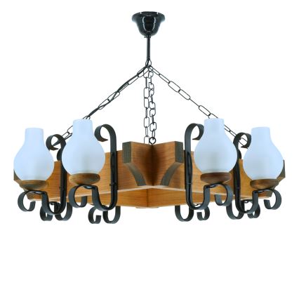 Candeeiro suspenso QUEEN 8xE14/40W/230V faia